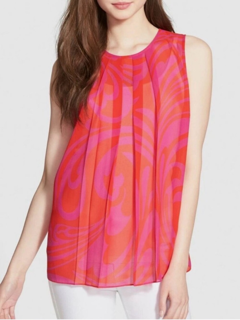 Michael Kors Pink and Red sleeveless Printed top